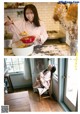 A woman sitting in a chair in a kitchen preparing food.